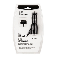 Автомобильное зарядное устройство для iPhone 4s/iPad 3 черное