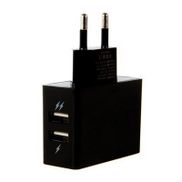 Сетевое зарядное устройство JUST Thunder Dual USB Wall Charger (2.1A 10W, 2USB) Black WCHRGR-THNDR-BLCK
