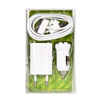 Комплект зарядных устройств 3 в 1 для iPhone 4s/iPad 3 (сетевое+авто+кабель) белое