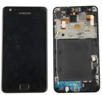 Дисплей в сборе с тачскрином и передней панелью для Samsung Galaxy S2 (i9100) Черный Оригинал