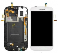 Дисплей в сборе с тачскрином в рамке для Samsung Galaxy Grand Duos (I9082) Белый Оригинал