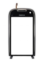 Сенсорное стекло (тачскрин) в сборе с рамкой для Nokia C7 Черный