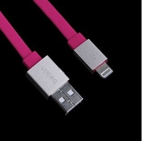 USB Дата-кабель "Belkin" Apple 8 pin плоский (розовый)