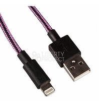 USB Дата-кабель "LP" для Apple iPhone/iPad/iPad mini 8 pin в оплетке (розовый/черный)