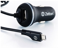 АЗУ с кабелем Micro USB и выходом USB ток зарядки 2,1А Zetton