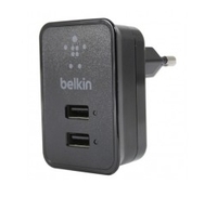 СЗУ "Belkin" 2,1A с двумя USB выходами + кабель Apple 8 pin (черный)