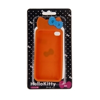 Чехол силиконовый Hello Kitty для iPhone 4s/4 бантики оранжевый