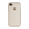 Накладка CHANEL Miaget для iPhone 4s/4 золотая+белая кожа