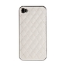 Накладка CHANEL Miaget для iPhone 4s/4 серебряная+белая кожа  без логотипа