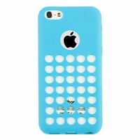 Чехол силиконовый TPU для iPhone 5C с перфорацией голубой