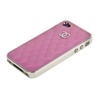 Накладка CHANEL Miaget для iPhone 4s/4 серебряная+розовая кожа