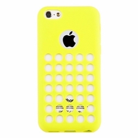 Чехол силиконовый TPU для iPhone 5C с перфорацией желтый