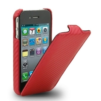 Чехол Melkco для iPhone 4s/4 Leather Case Jacka Type (Carbon Fiber Pattern - Red)