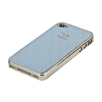 Накладка CHIANEL для iPhone 4s iPhone 4 серебряная+голубая кожа Miaget