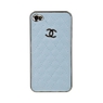 Накладка CHANEL Miaget для iPhone 4s/4 серебряная+голубая кожа