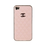 Накладка CHANEL Miaget для iPhone 4s/4 серебряная+светло-розовая кожа
