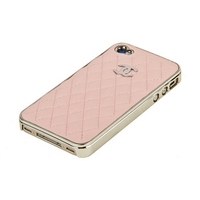 Накладка CHIANEL для iPhone 4s iPhone 4 серебряная+светло-розовая кожа Miaget