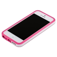 Бампер для iPhone 5 розовый с белой полосой