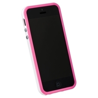 Бампер для iPhone 5s iPhone 5 розовый с белой полосой