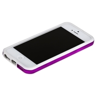Бампер для iPhone 5 белый с фиолетовой полосой