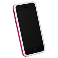 Бампер для iPhone 5s iPhone 5 белый с розовой полосой