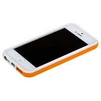 Бампер для iPhone 5 белый с оранжевой полосой