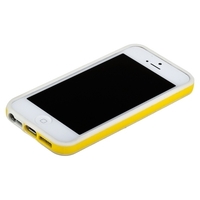 Бампер для iPhone 5 белый с желтой полосой