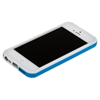 Бампер для iPhone 5 белый с голубой полосой