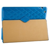 Чехол Jisoncase для iPad 4/3/2 натуральная кожа со стеганым узором голубой