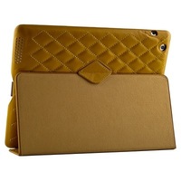 Чехол Jisoncase для iPad 4/3/2 натуральная кожа со стеганым узором желтый
