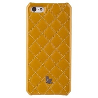 Накладка Jisoncase для iPhone 5s iPhone 5 натуральная кожа со стеганым узором желтая JS-IP5-01G