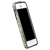 Бампер металлический для iPhone 5s iPhone 5 серебряный со стразами