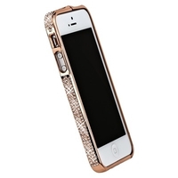 Бампер металлический для iPhone 5 розовый со стразами