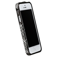 Бампер металлический для iPhone 5 черный со стразами