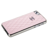 Накладка CHANEL Miaget  для iPhone 5 серебро+розовая кожа