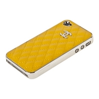 Накладка CHANEL Miaget для iPhone 4s/4 серебряная+желтая кожа