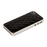 Накладка CHIANEL для iPhone 4s iPhone 4 серебряная+черная глянцевая кожа Miaget без логотипа