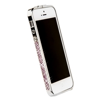 Бампер металлический Newsh для iPhone 5 со стразами розовыми