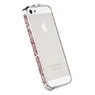 Бампер металлический Newsh для iPhone 5 со стразами розовыми