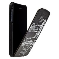 Чехол Faishion для iPhone 5s 5 откидной с рисунком вид_43 черный