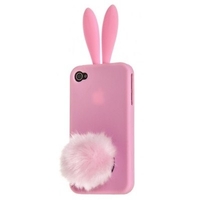 Чехол силиконовый Rabito для iPhone 4s/4 розовый кролик