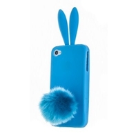 Чехол силиконовый Rabito для iPhone 4s/4 голубой кролик