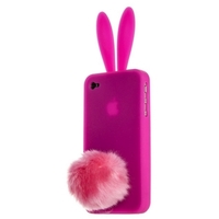 Чехол силиконовый Rabito для iPhone 4s/4 ярко-розовый кролик