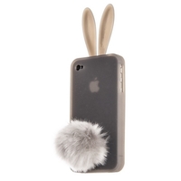Чехол силиконовый Rabito для iPhone 4s/4 серый кролик