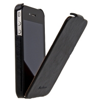 Чехол Fashion для iPhone 4s/4 с откидным верхом гладкий черный