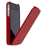 Чехол Fashion для iPhone 4s/4 с откидным верхом гладкий красный