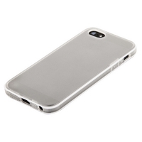 Чехол силиконовый TPU для iPhone 5 белый с двумя белыми полосами
