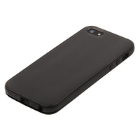 Чехол силиконовый TPU для iPhone 5 черный с двумя черными полосами