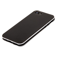 Чехол силиконовый TPU для iPhone 5 черный с двумя белыми полосами