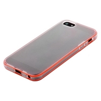 Чехол силиконовый TPU для iPhone 5s iPhone 5 белый с двумя красными полосами в упаковке